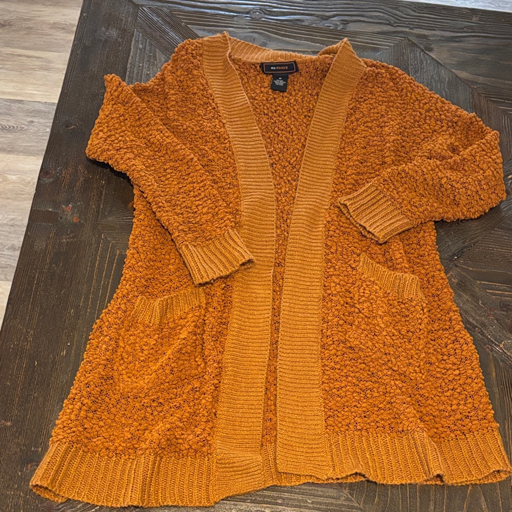 Warm Textured Cardigan in Rich Orange